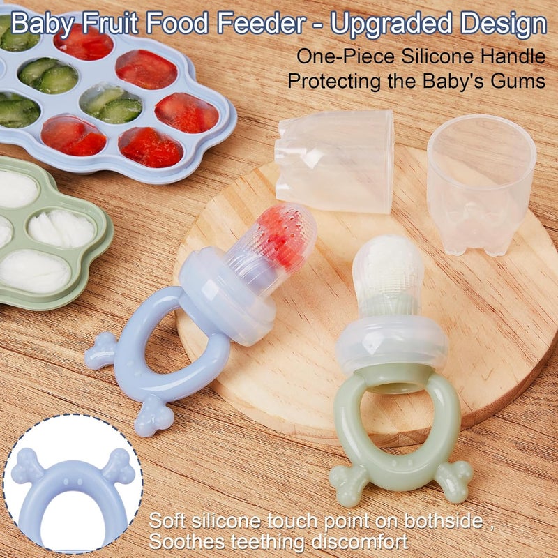 KingKam Baby Breastmilk Popsicle Molds & Baby Fruit Feeder (2 Pack), Baby Food Freezer Tray Storage Containers, Silicone Pacifier Feeder and Teether - Image 3